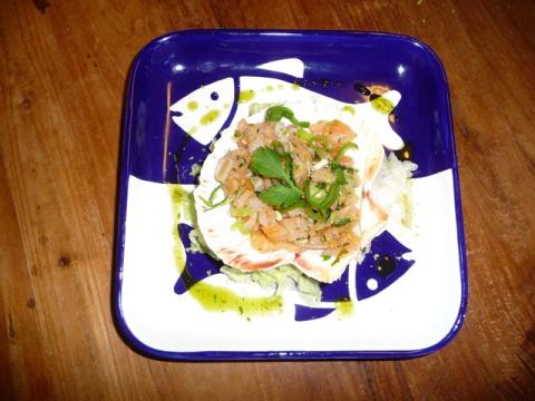 Zalmtartaar van gerookte zalm
