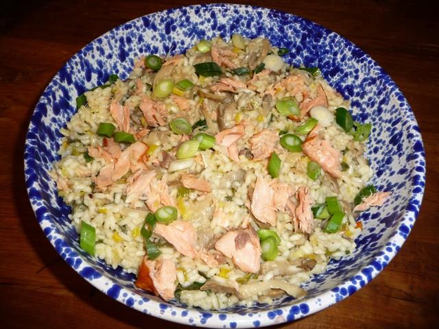 Risotto met oesterzwammen en zalm