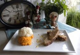 Dagschotel: vleesbroodje met bloemkool op een bedje van zoete aardappelpuree