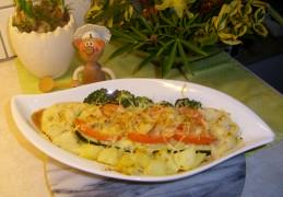 Dagschotel: kabeljauwfilet met groenten, aardappelen even onder de grill