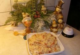 Rijst opgebakken met gerookte spekblokjes