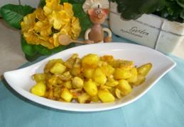 Aardappel met saffraan en champignons