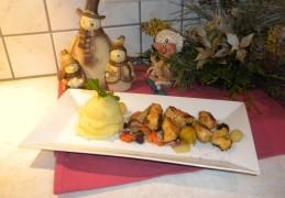 Kippenblokjes apart geserveerd