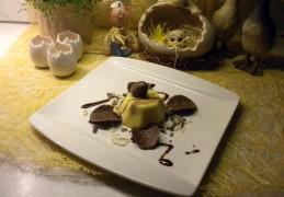 Dessert : pudding met frangipane en chocolade