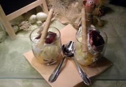 Dessert : Vanille-ijs vergezeld met bloedappelsien