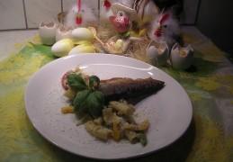 Forel-filet met lente kleuren