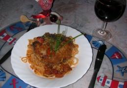 Overschot spaghetti met kalkoen Cordon-Bleu