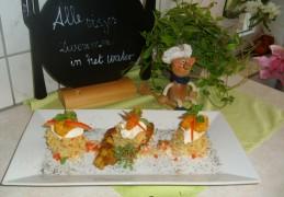 Dagschotel : gerechtje van vis met zijn garnituren uit de doos van mijn sloebers Dagschotel : gerechtje van vis met zijn garnituren uit de doos van mijn sloebers