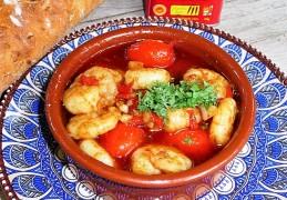 Gamba's pil pil (al ajillo) con tomate