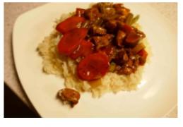 Heerlijk snel pannetje met kip , spekjes en groente.