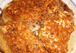 Krokante kipfilet met een laagje van cornflakes