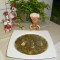 Soep: kervel groenten soepje  met scampi's