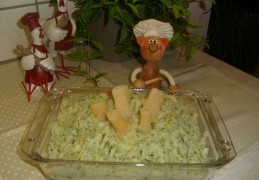 Aardappelpuree in het groen met schorseneren