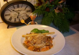 Spaghetti pitta bolognese in een roomsausje