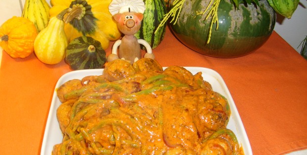 Bouletten met boontjes in een tomaten-roomsausje