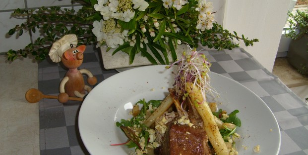 Lamskroon met opgebakken asperges