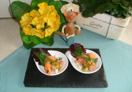 Hapje : garnalen met mosterd dille dressing