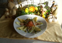 Pasta visbordje met witloof en appel