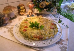 Crazy eggs omelet in the autumn