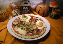Pizza met vis ,schaal en  schelpdieren