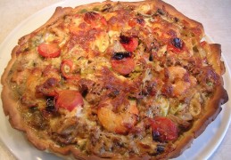 Pizza met tonijn en scampi's