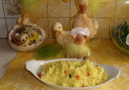 Aardappelpuree met fijn gesneden groenten