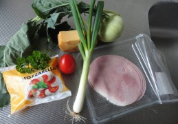 Koolrabi gevuld met bosui, tomaat en ham