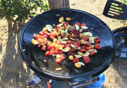 Salami met groenten uit de Skottelbraai