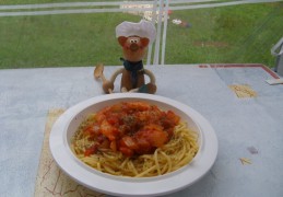 Vakantie spaghetti met scampi's