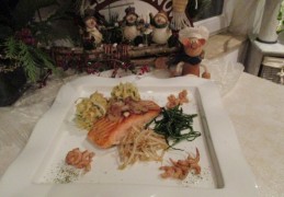 Dagschotel: zalmfilet met heerlijke groenten met een surprise van aardappelpuree