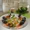 Lente salade met mosselen en grijs garnalen