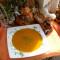 Soep Halloween met tomaat, pompoen en courgette