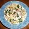 Pasta met spinazie en gerookte zalm