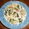 Pasta met spinazie en gerookte zalm