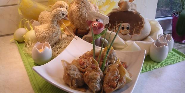 Reuze pasta schelpen gevuld met gehakt