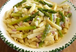 Asperges (witte en/of groene) met ham & pasta