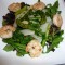 Salade met asperges (groen/wit) en grote garnalen