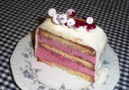 IJscake met rode bessen