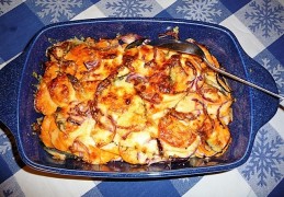 Zoete aardappel gratin