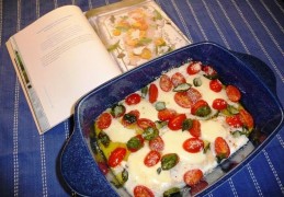 Kabeljauw met tomaatjes, basilicum en mozzarella van Jamie Oliver