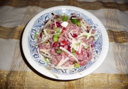 Kerstrisotto met rode wijn, cranberry's en kastanjes