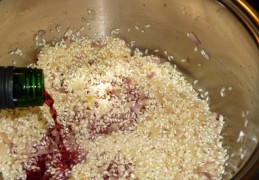 Kerstrisotto met rode wijn, cranberry's en kastanjes