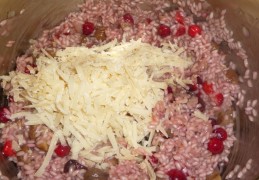 Kerstrisotto met rode wijn, cranberry's en kastanjes