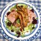 Salade met wildpate en gebakken oesterzwammen