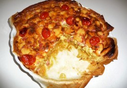 Hartige taart met Chinese kool, ham en kaas