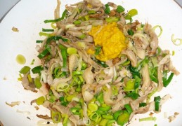 Gewokte oesterzwammen met prei