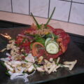 Gerookte kalkoen met carpaccio van runds