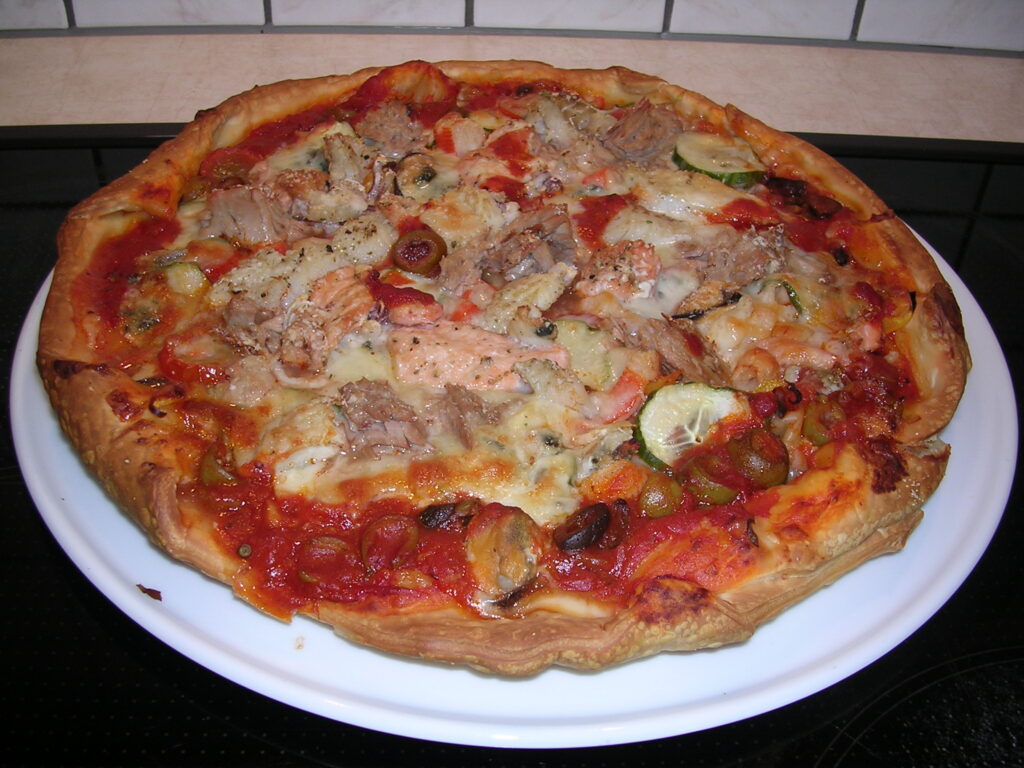 Pizza gelijk wij het graag hebben met vis