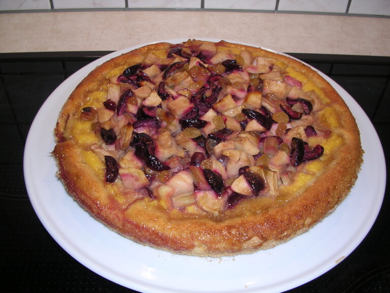 Taart met kersen,appels,rozijnen en rabarber
