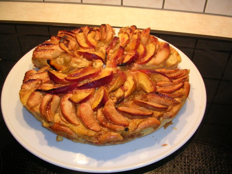 Taart met rabarber,appels en nectarinnen